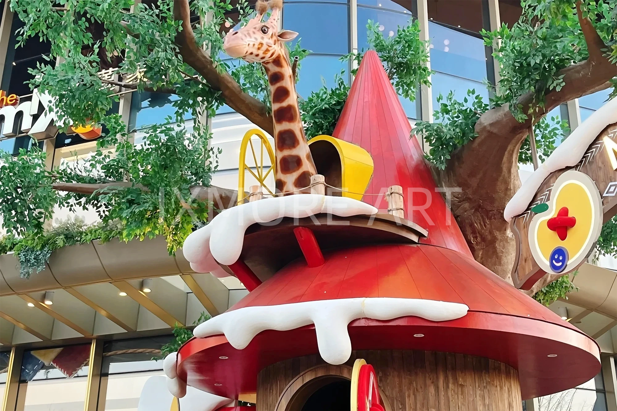 Mall forest tree house full scene, custom art installation factory themed scene creation, internet-famous prop fabrication, amusement park scene prop real shot(3)