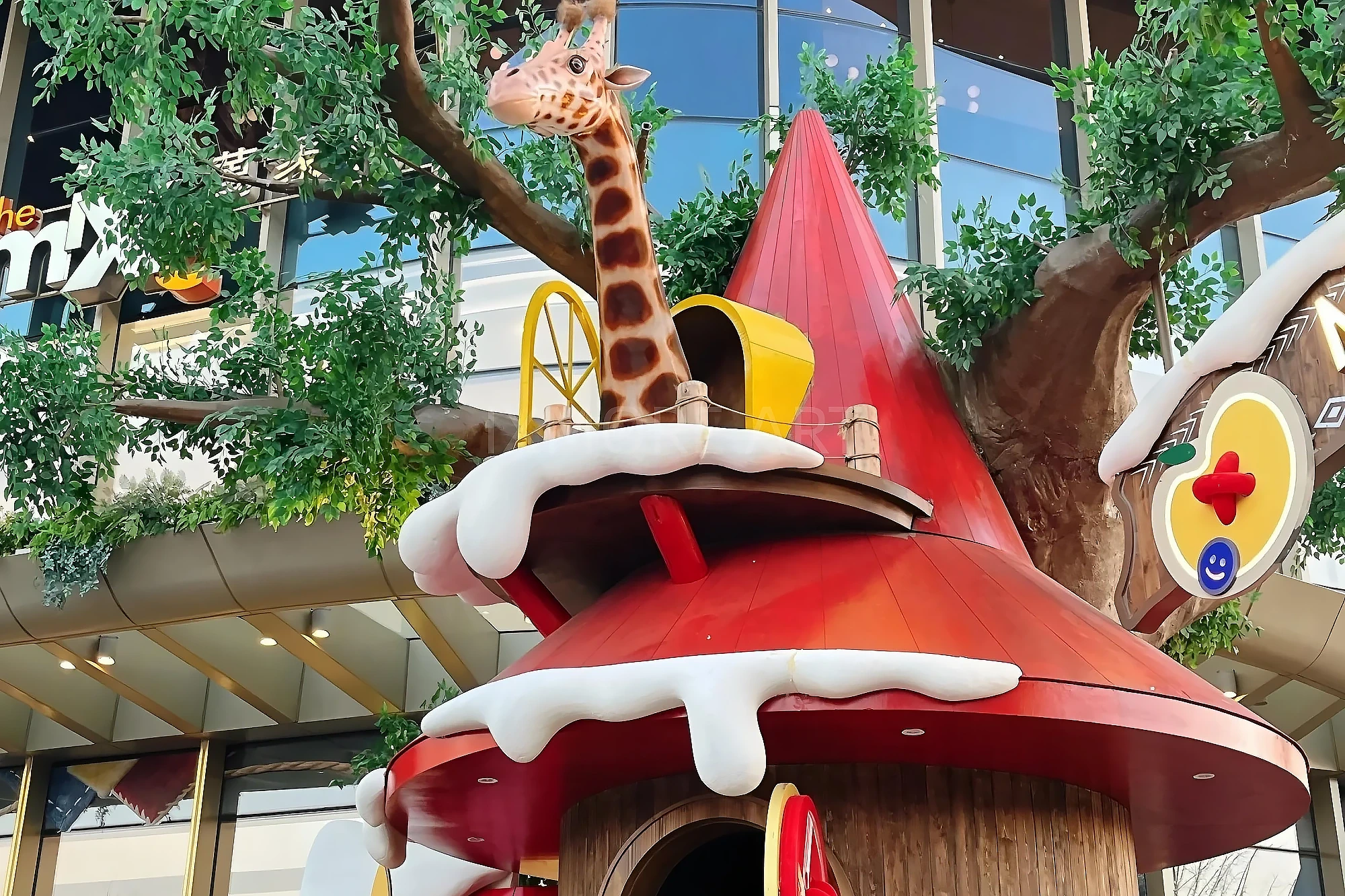 Mall forest tree house full scene, custom art installation factory themed scene creation, internet-famous prop fabrication, amusement park scene prop real shot(3)