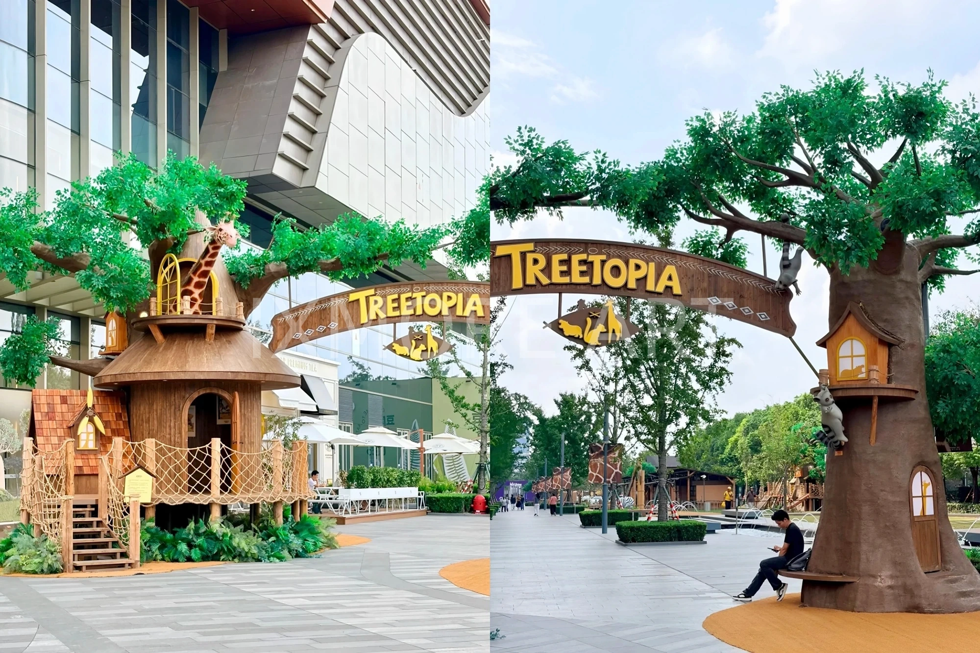 Mall forest tree house full scene, custom art installation factory themed scene creation, internet-famous prop fabrication, amusement park scene prop real shot(6)