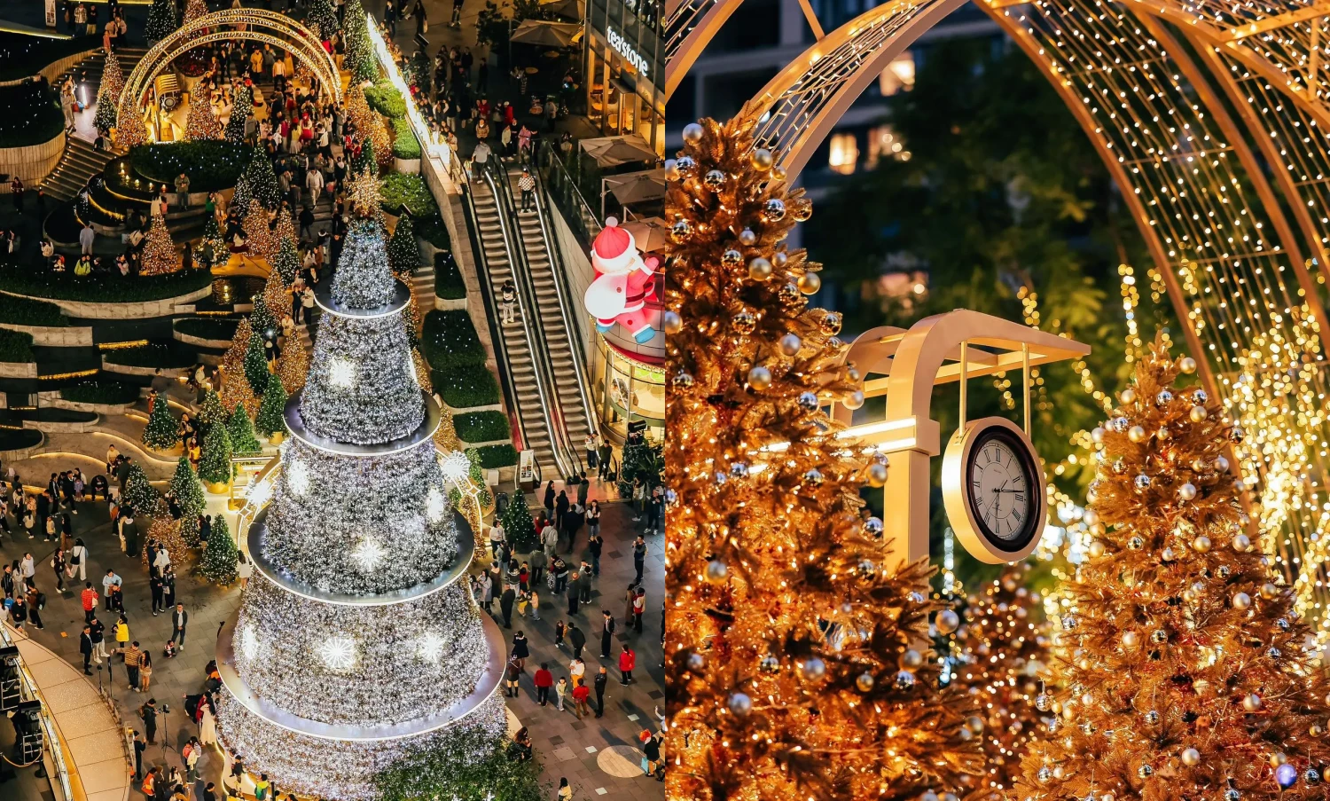 The MIXC mall's large-scale outdoor Christmas installation project, with its stunning visual volume and exquisite details, has become an influential and eye-catching winter landscape in the city. From the perspective of professional factory custom fabrication and on-site execution, this is a benchmark case integrating irregular structural processing, complex lighting engineering, and precise on-site construction solutions. Below, we provide an in-depth analysis of the project's entire execution process across five core dimensions:
1. Structural Safety: Wind Load Challenges of Ultra-High Tower Structures
The massive cone-shaped main tree stands in the center of the commercial plaza, featuring a layered ring structure design topped with a shining star decoration. As a large-scale customized outdoor commercial visual merchandising (VM) project, the primary challenge was passing the structural safety test in winter's strong wind environments. Once the main tree is heavily laden with dense ornaments and string lights, the windward resistance becomes immense, and the overall center of gravity is quite high.
During the prop fabrication phase, the factory utilized high-strength hot-dip galvanized steel for the core load-bearing skeleton, and structural engineers conducted rigorous wind load mechanics calculations. The base system employed a concealed counterweight foundation, while the upper tower body utilized modular flange bolting technology. This solid internal-to-external support ensured the absolute safety of the entire Christmas installation under extreme outdoor weather conditions.
2. Lighting & Craftsmanship Aesthetics: Seamless Arrangement of a Million-Level Starlight Matrix
The main body of the installation is covered with dense, waterfall-like cool white LED string lights, interspersed with large glowing snowflake motifs. On the other side, the "MIXC STATION" area features warm, golden-yellow lighting with a retro glow, complete with a delicate British-style double-sided clock. The outdoor lighting engineering not only requires the wiring to achieve an IP65 or higher waterproof rating, but more challenging is how to perfectly conceal the wiring among thousands of light points to maintain surface smoothness and craftsmanship aesthetics during the day when the lights are off.
The factory team customized a high-density, flame-retardant, light-transmitting mesh as the skeleton backing, and all main cables utilized an embedded, hidden wiring process. For color selection, the color temperature difference between the cool white and warm yellow lights was strictly compared. Through precise zoning, a strong visual contrast was created between the crisp snow-crystal texture and the warm, vintage atmosphere of the passageway.
3. Complete Pre-Assembly: 1:1 Precise Restoration of Irregular Components
Not only does the main tree require seamless splicing, but the smoothly curved golden archway supports and the "MIXC STATION" hanging plaque with its custom baked-enamel finish also demand extremely high dimensional accuracy. Multi-curved metal pipes are highly susceptible to stress deformation during bending and welding. Any tolerance discrepancies during on-site assembly would severely compromise the final execution of the VM design.
We comprehensively implemented a 1:1 complete pre-assembly protocol prior to factory dispatch. All curved metal structures and luminous rings underwent trial assembly in our extra-large factory workshop. The quality inspection department verified every screw hole and joint flatness one by one, proactively preventing potential alignment errors during on-site construction to ensure every module interlocked smoothly.
4. On-Site Installation & Detailing: Extreme Micro-Operations in Complex Terrain
The installation site featured a complex landscape with multi-level steps, water feature edges, and dense greenery; additionally, a giant inflatable Santa Claus was suspended from a surrounding wall. Mall installations are typically restricted to a very short time window at night after closing. Furthermore, the operating space for large hoisting equipment was limited on the multi-tiered plaza, and strict measures were required to protect the premium stone flooring from damage.
The construction team developed a highly modular, "building-block" style night operation plan. All load-bearing bases were pre-laid with custom flexible non-slip protective mats. Through the seamless coordination of heavy cranes and aerial work platforms, components were hoisted and assembled layer by layer from bottom to top according to their pre-assigned numbers. For edge detailing, custom metal skirting boards and artificial pine needles were cleverly utilized as transitional covers at the bottom edge, achieving a flawless, high-quality delivery(9)