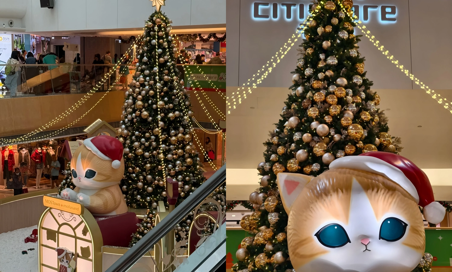 Hongkong MOSTown custom Christmas decoration installation at L2 atrium, featuring mofusand-themed festive displays with 7.5m Santa Christmas tree and immersive winter wonderland decor, custom fabricated by professional art installation factory-05