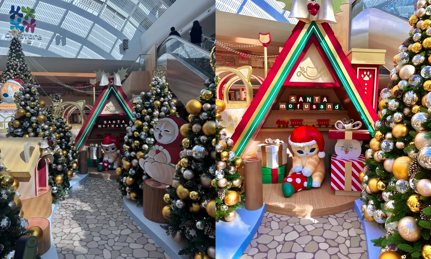 Hongkong MOSTown custom Christmas decoration installation at L2 atrium, featuring mofusand-themed festive displays with 7.5m Santa Christmas tree and immersive winter wonderland decor, custom fabricated by professional art installation factory-08