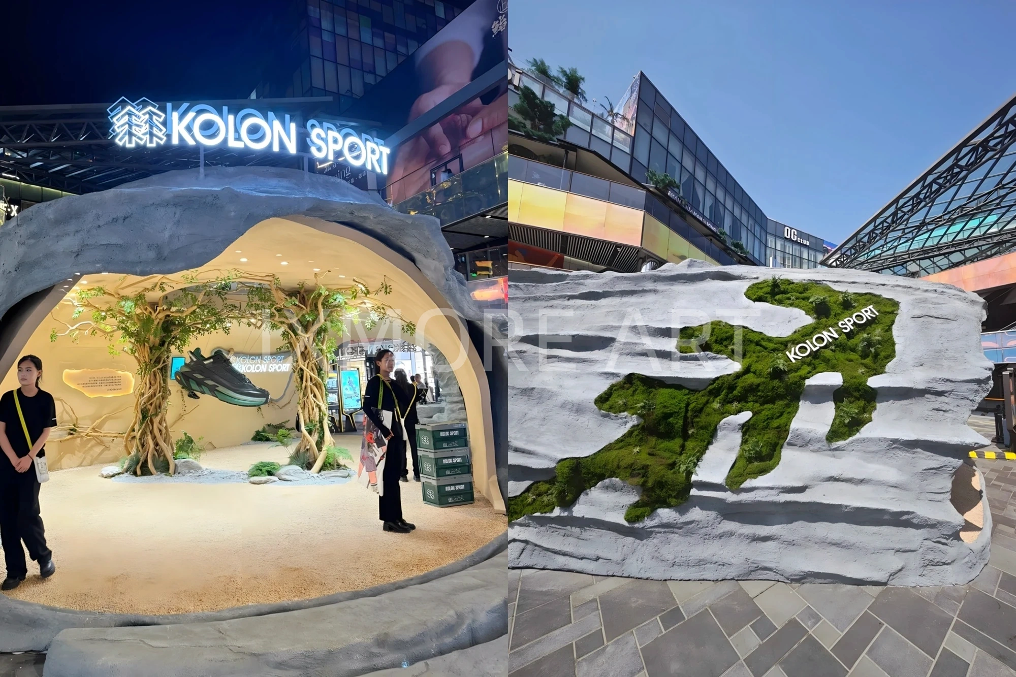 Full view of KOLON Natural Momentum limited-time pop-up, one-stop custom event fabrication service by art factory, finished immersive marketing installation with professional event prop fabrication.(6)