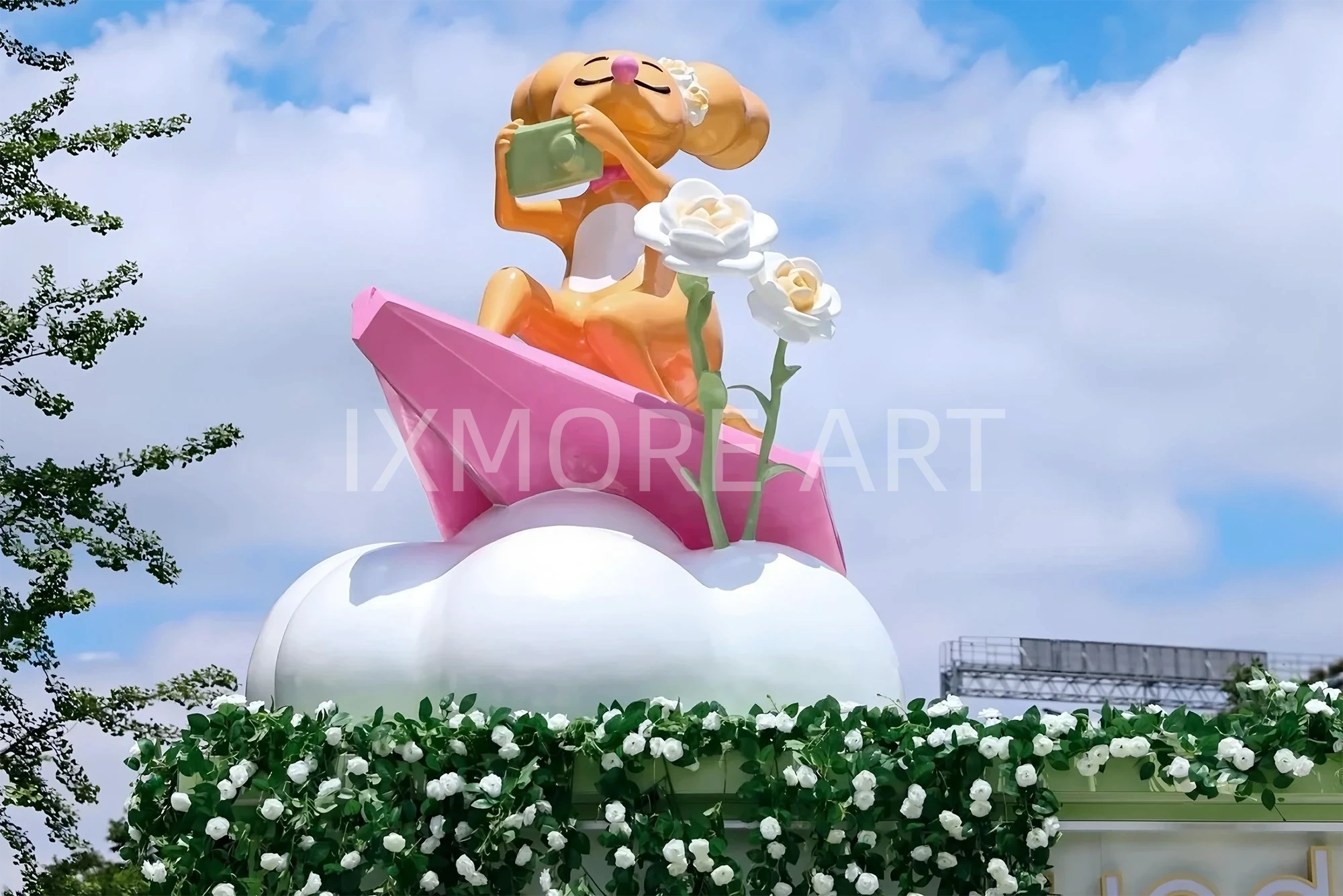 Large-scale custom flying art installation at shopping mall atrium, featuring soaring bird sculptures and immersive cloud-themed decor, custom fabricated by professional art decoration factory(10)