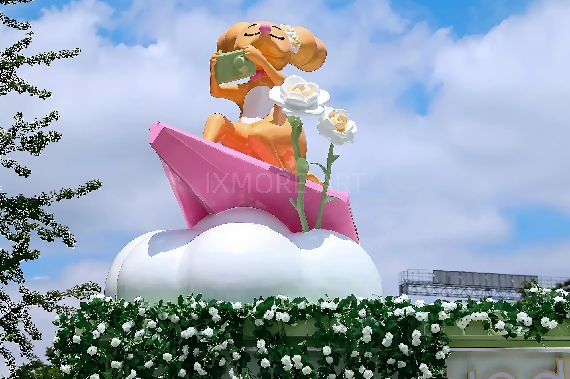 Large-scale custom flying art installation at shopping mall atrium, featuring soaring bird sculptures and immersive cloud-themed decor, custom fabricated by professional art decoration factory-10
