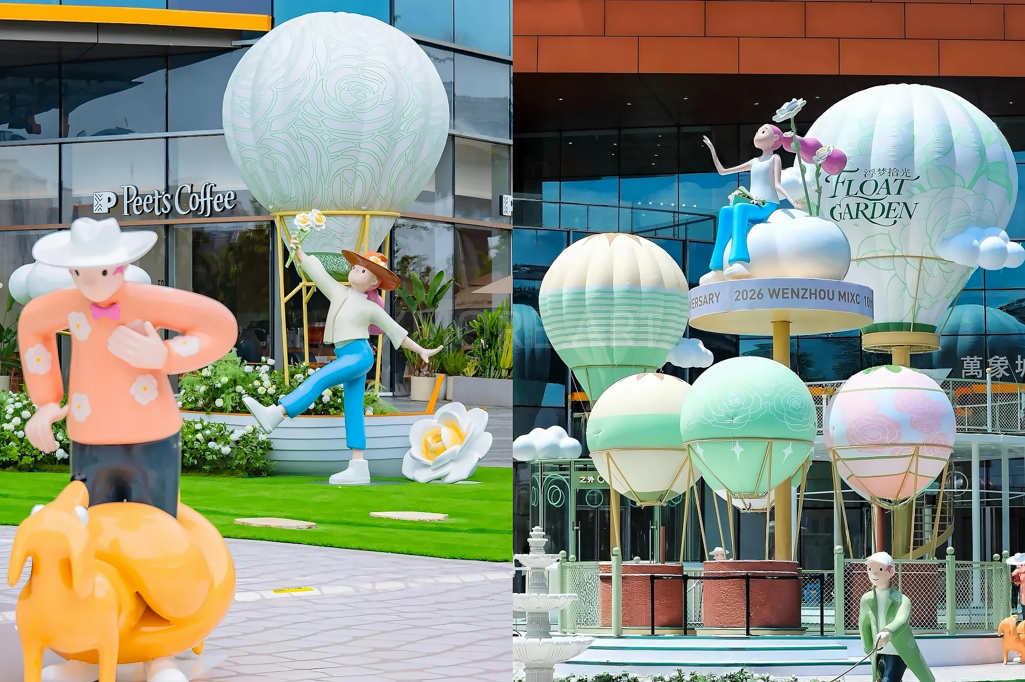 Large-scale custom flying art installation at shopping mall atrium, featuring soaring bird sculptures and immersive cloud-themed decor, custom fabricated by professional art decoration factory-07