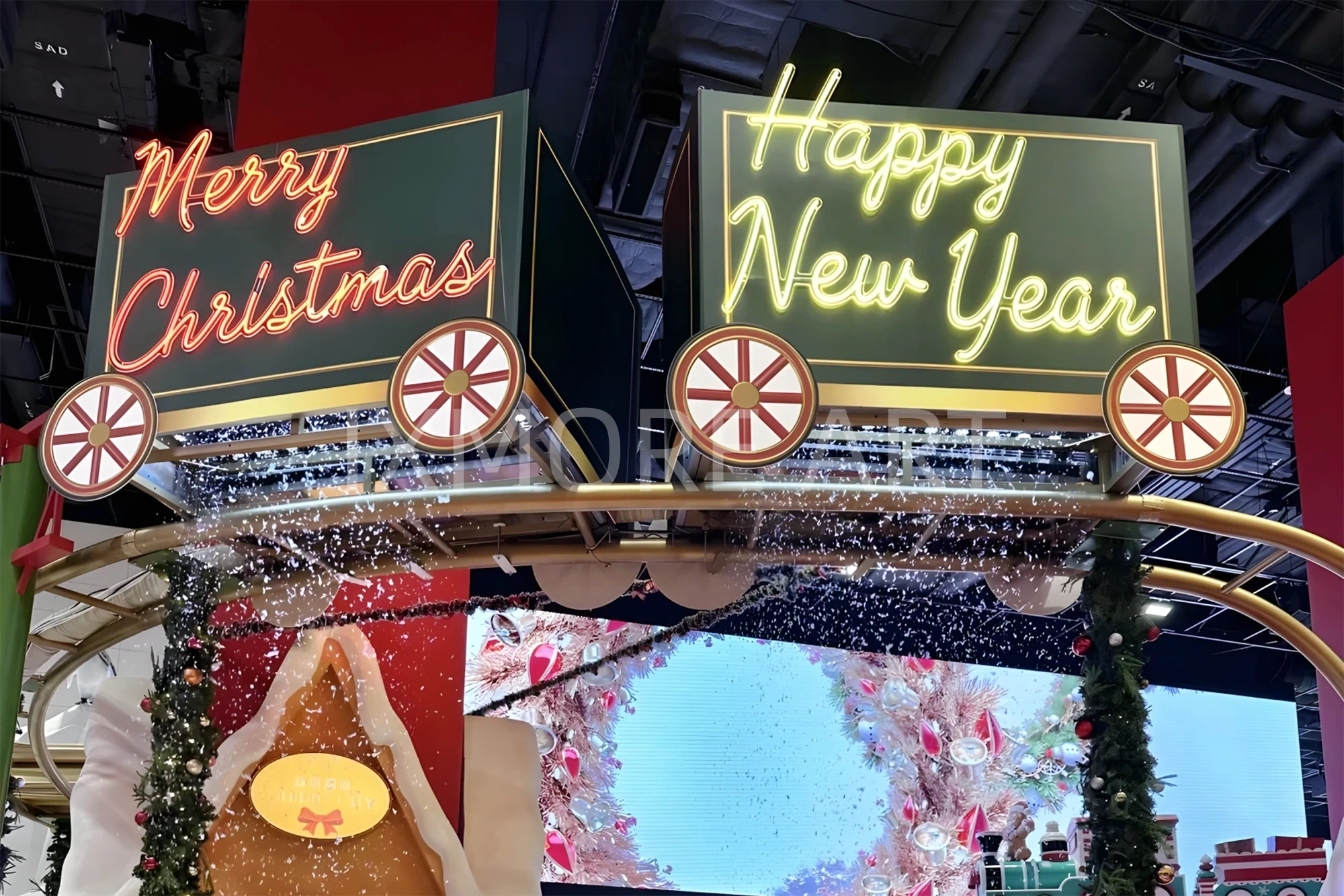 Custom Christmas castle installation for Studio City Macau – large mall art prop factory(10)