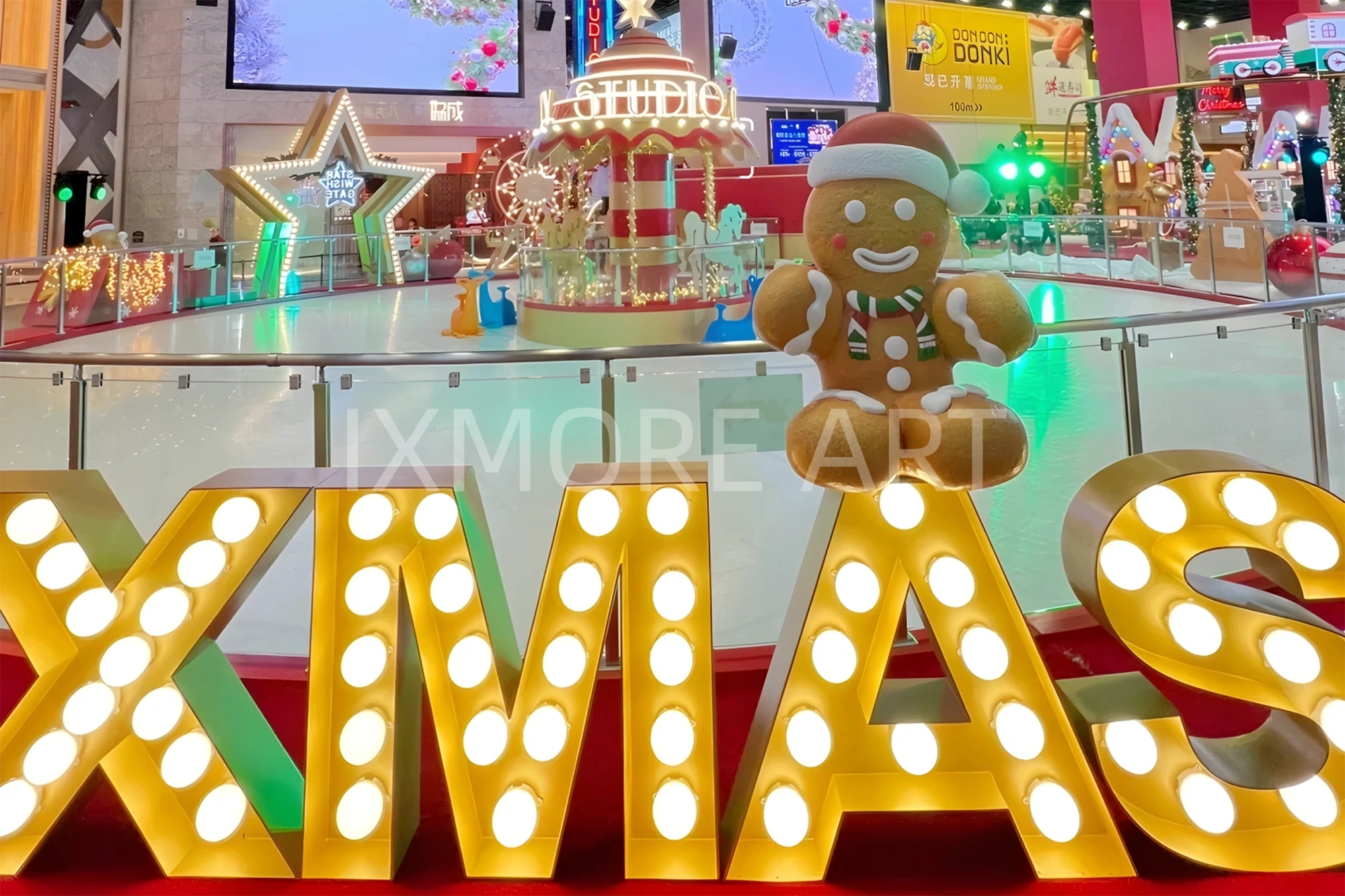 Custom Christmas castle installation for Studio City Macau – large mall art prop factory(12)