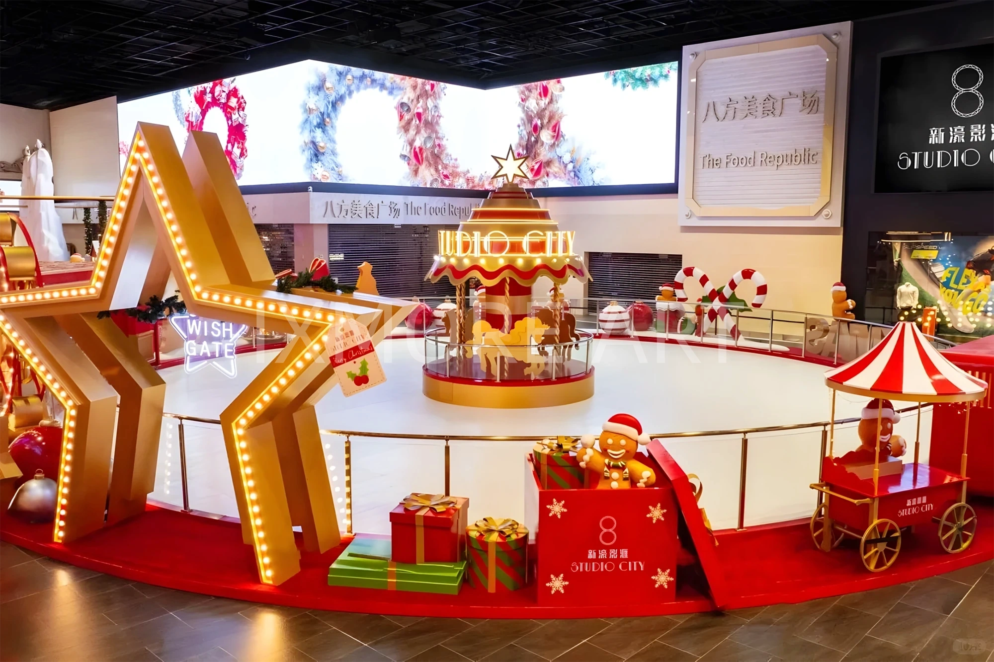 Custom Christmas castle installation for Studio City Macau – large mall art prop factory(6)