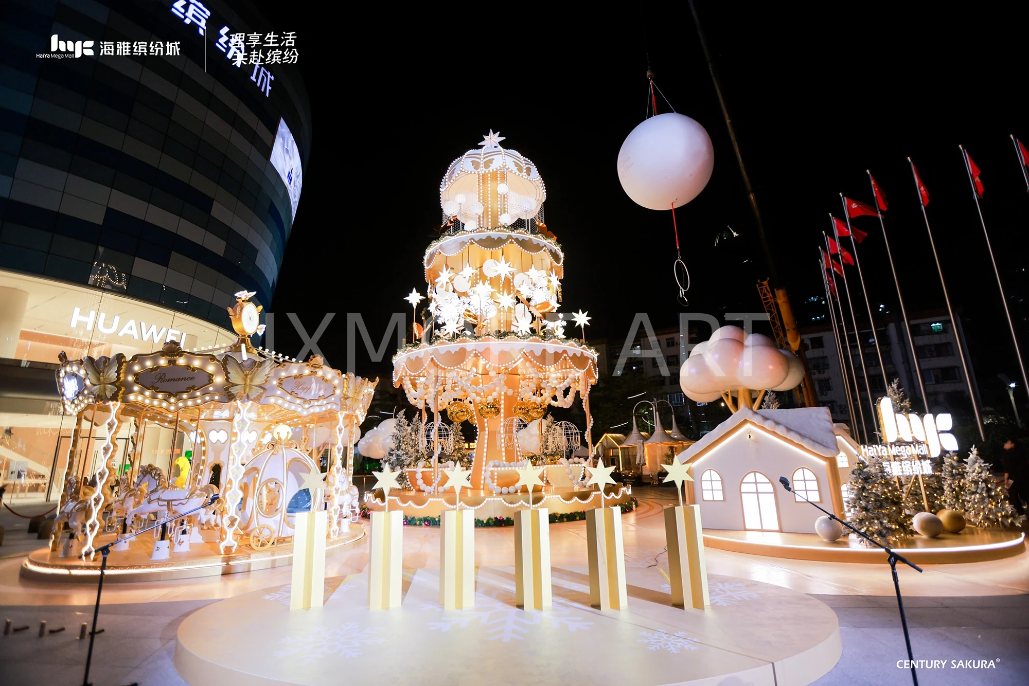 Custom large Christmas props with kinetic art installation for mall production(1)
