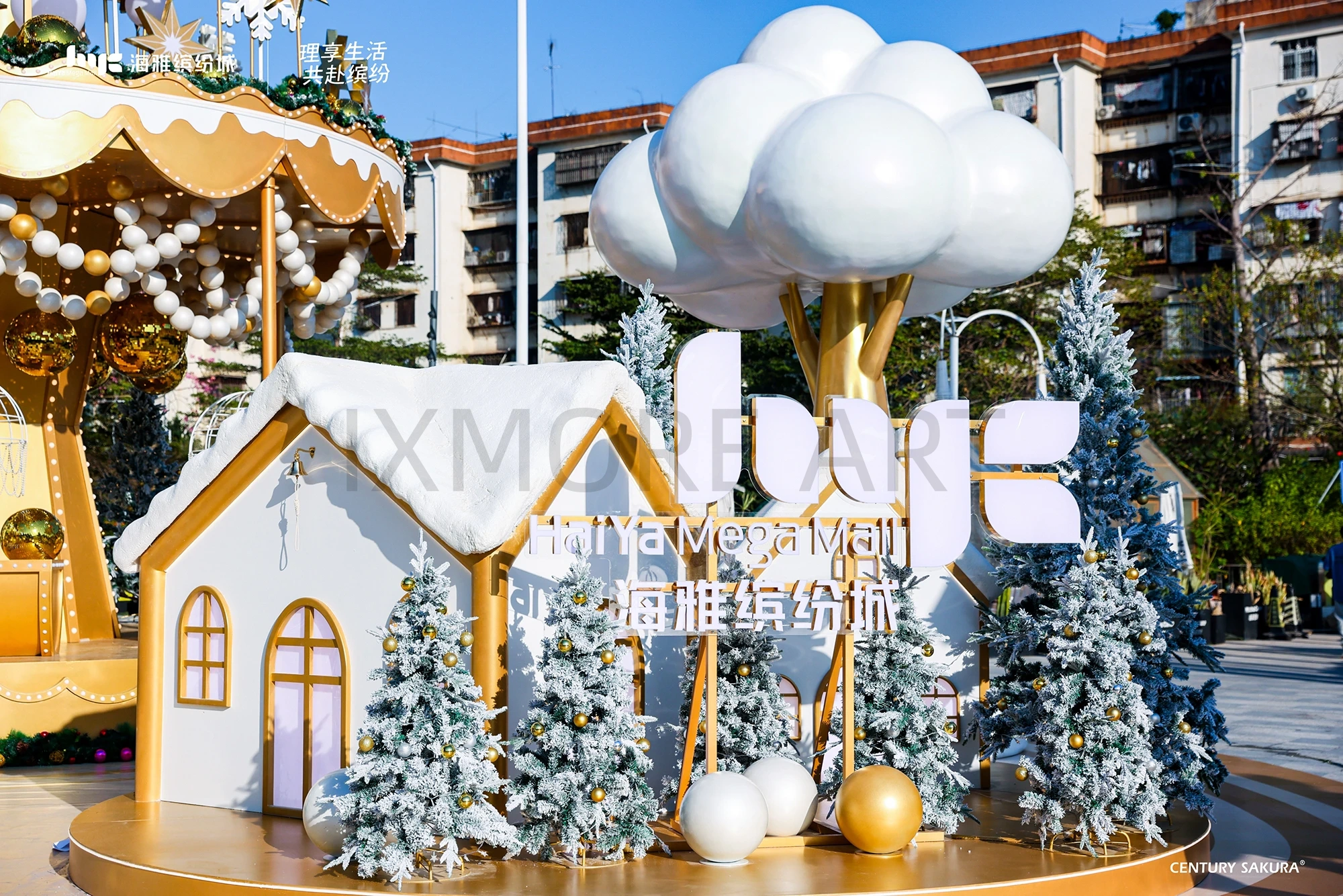 Custom large Christmas props with kinetic art installation for mall production(2)