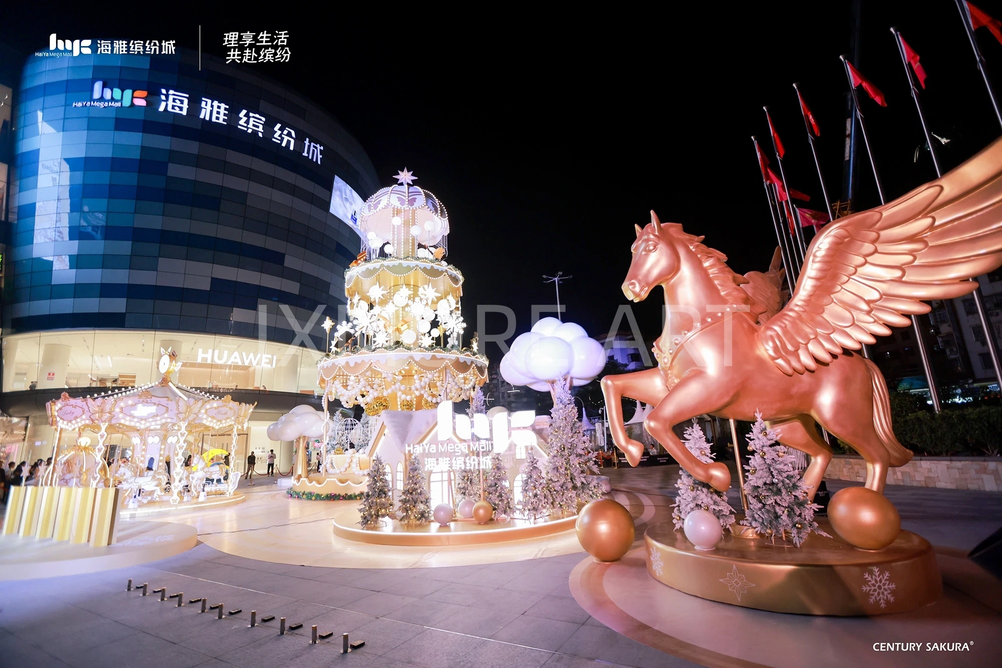 Custom large Christmas props with kinetic art installation for mall production(7)