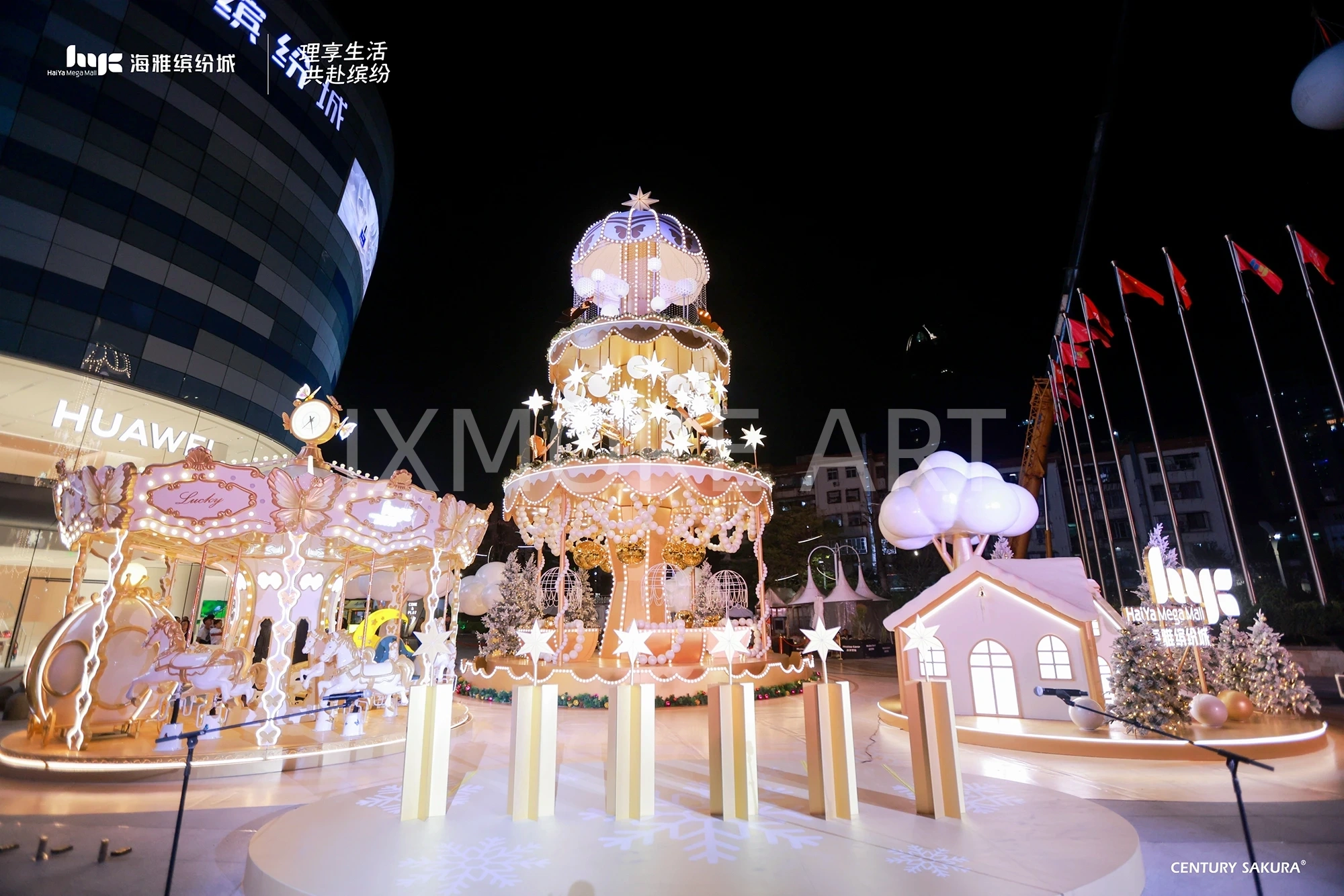 Custom large Christmas props with kinetic art installation for mall production(8)