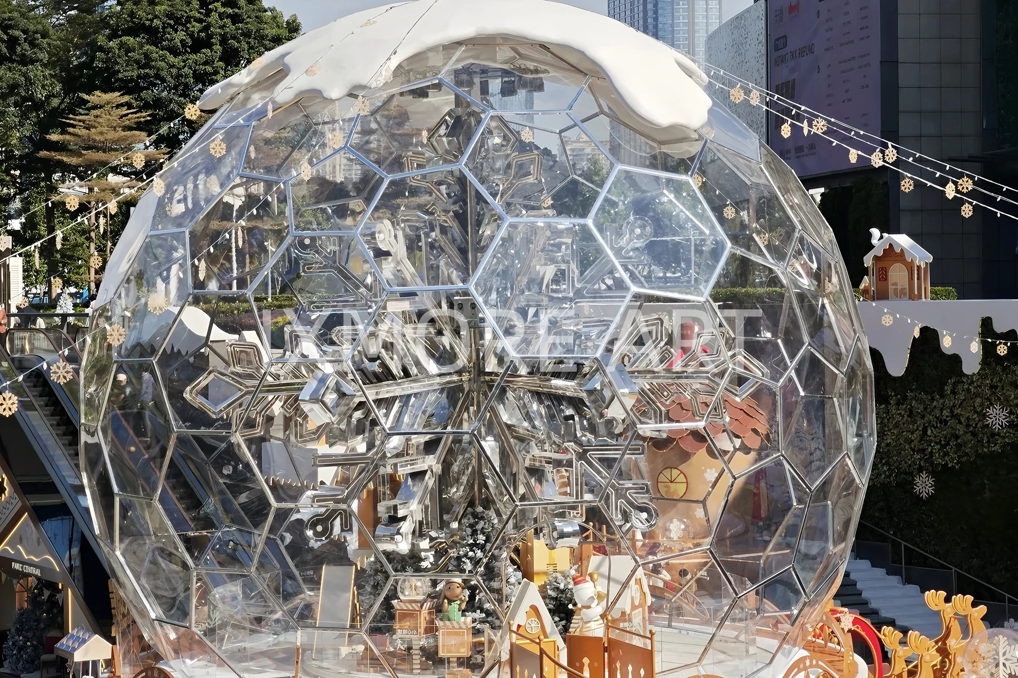 Large acrylic Christmas decor installation for shopping mall(9)