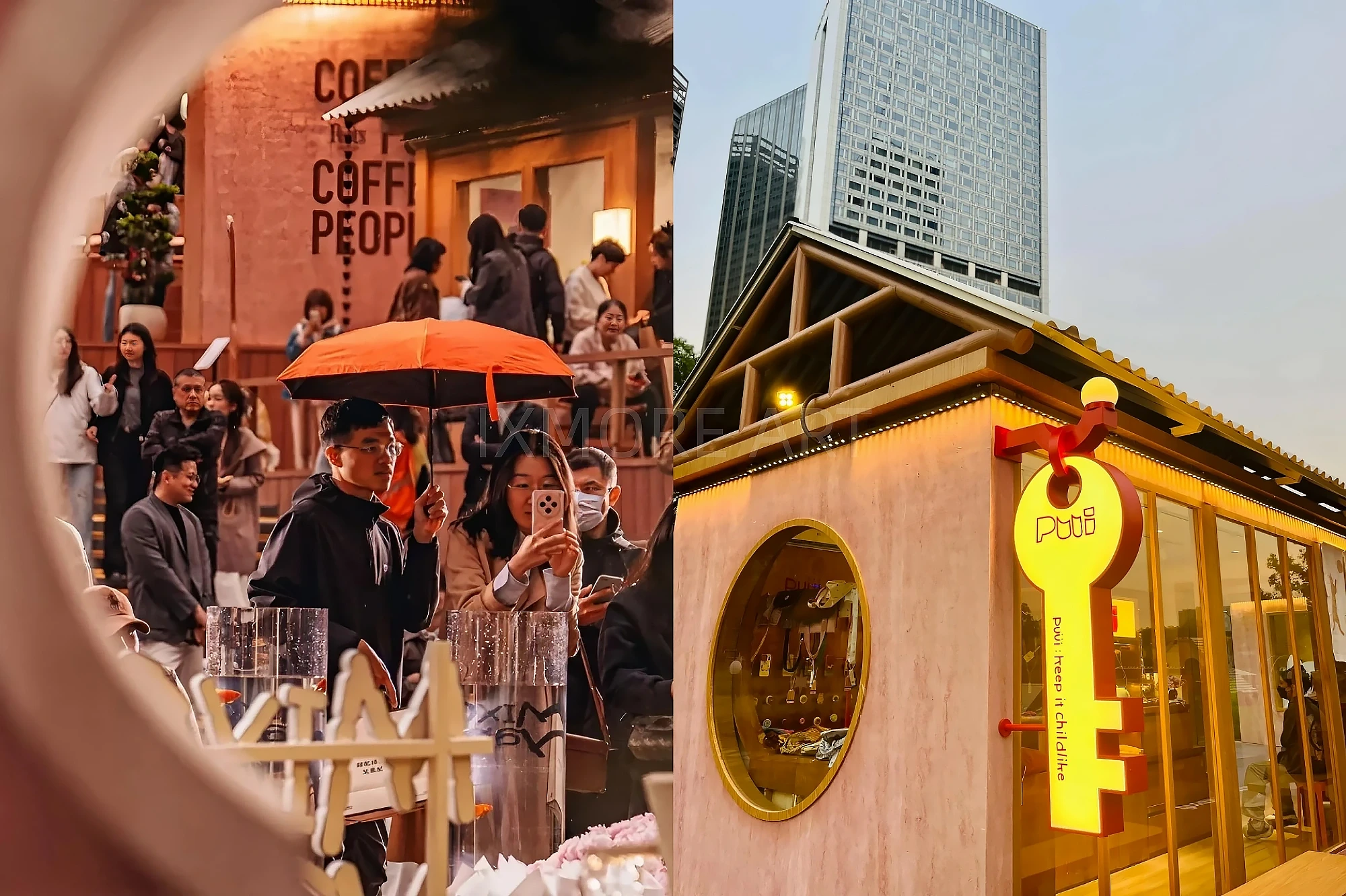 Custom immersive commercial courtyard street scene props handmade by art installation fabrication factory(6)