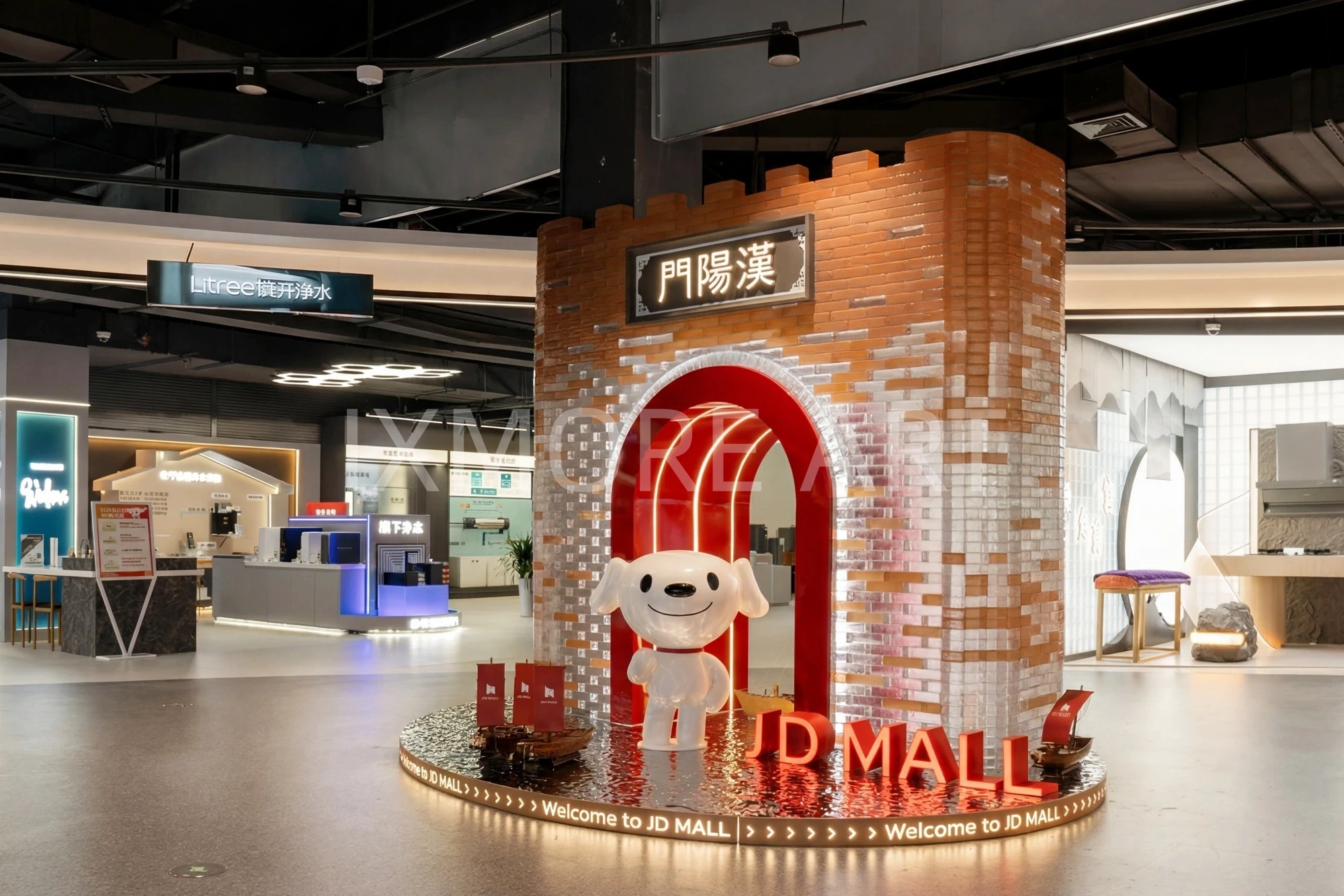 Close-up custom interactive art installation, Wuhan mall decor props with professional lighting design(11)
