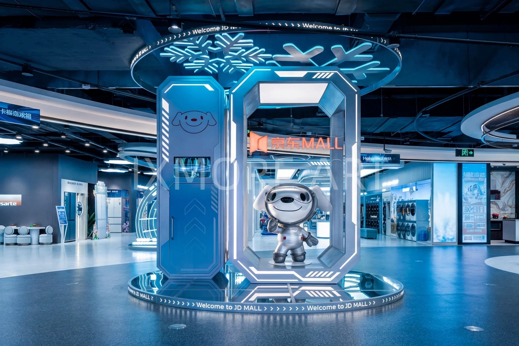Close-up custom interactive art installation, Wuhan mall decor props with professional lighting design(14)