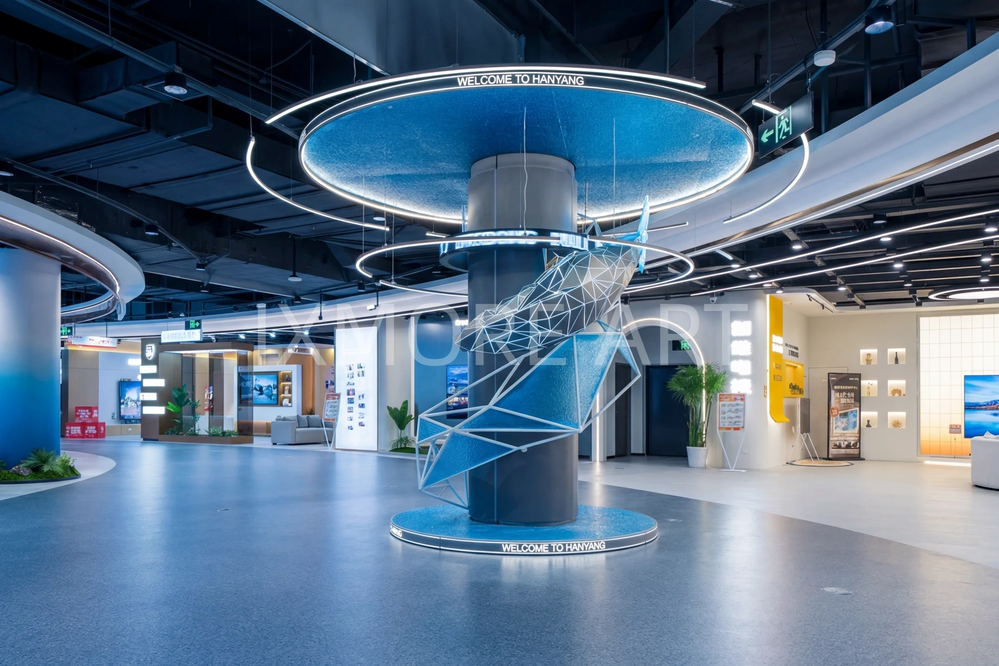 Close-up custom interactive art installation, Wuhan mall decor props with professional lighting design(15)