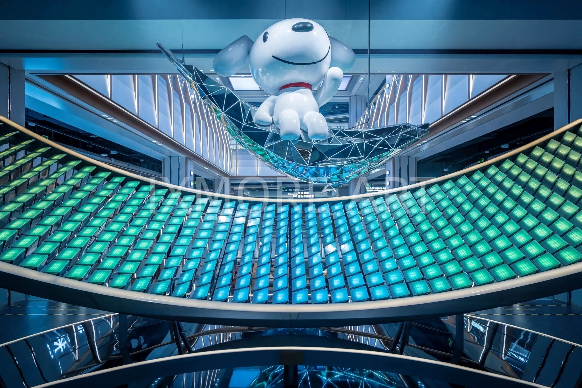 Close-up custom interactive art installation, Wuhan mall decor props with professional lighting design(5)