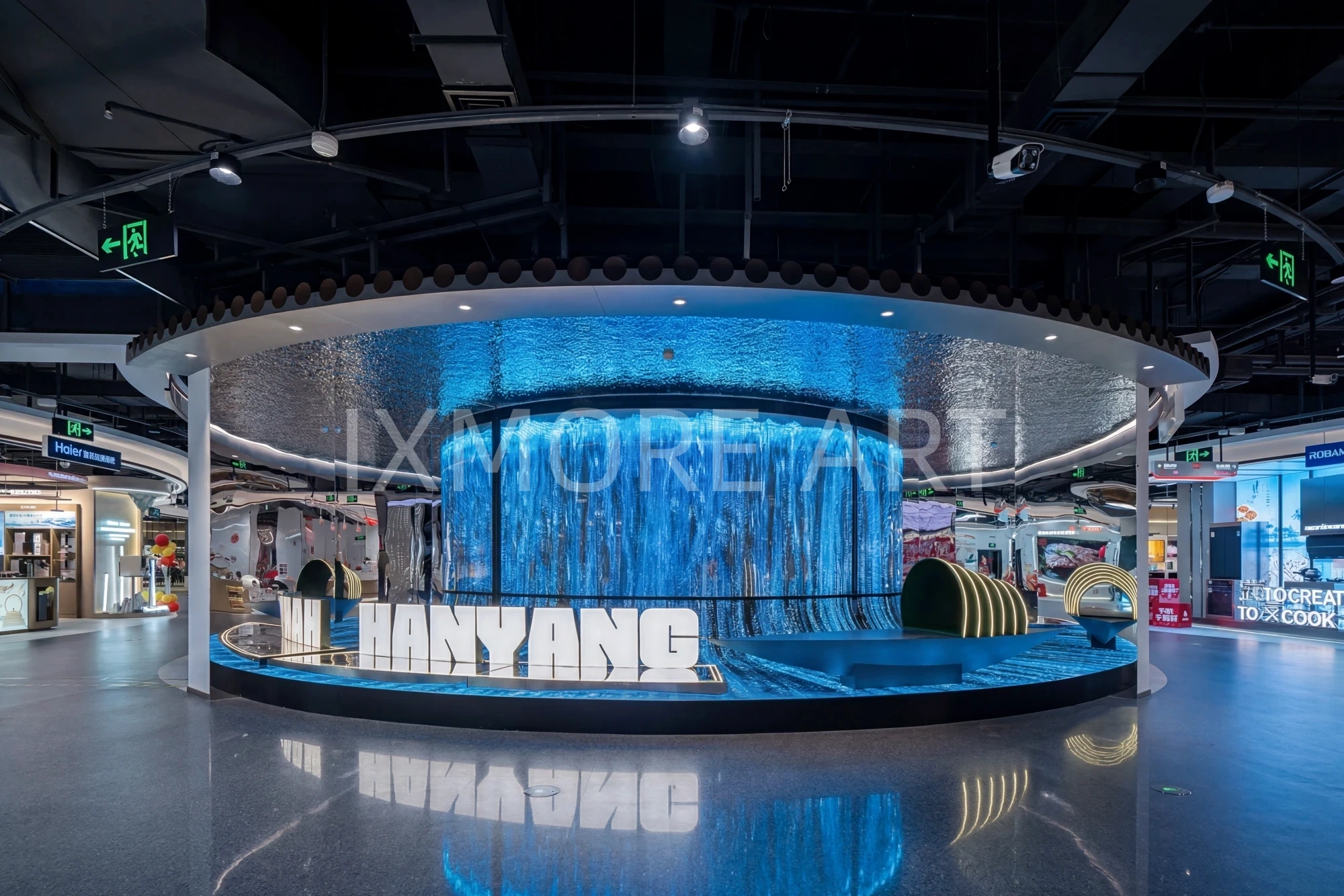 Close-up custom interactive art installation, Wuhan mall decor props with professional lighting design(8)
