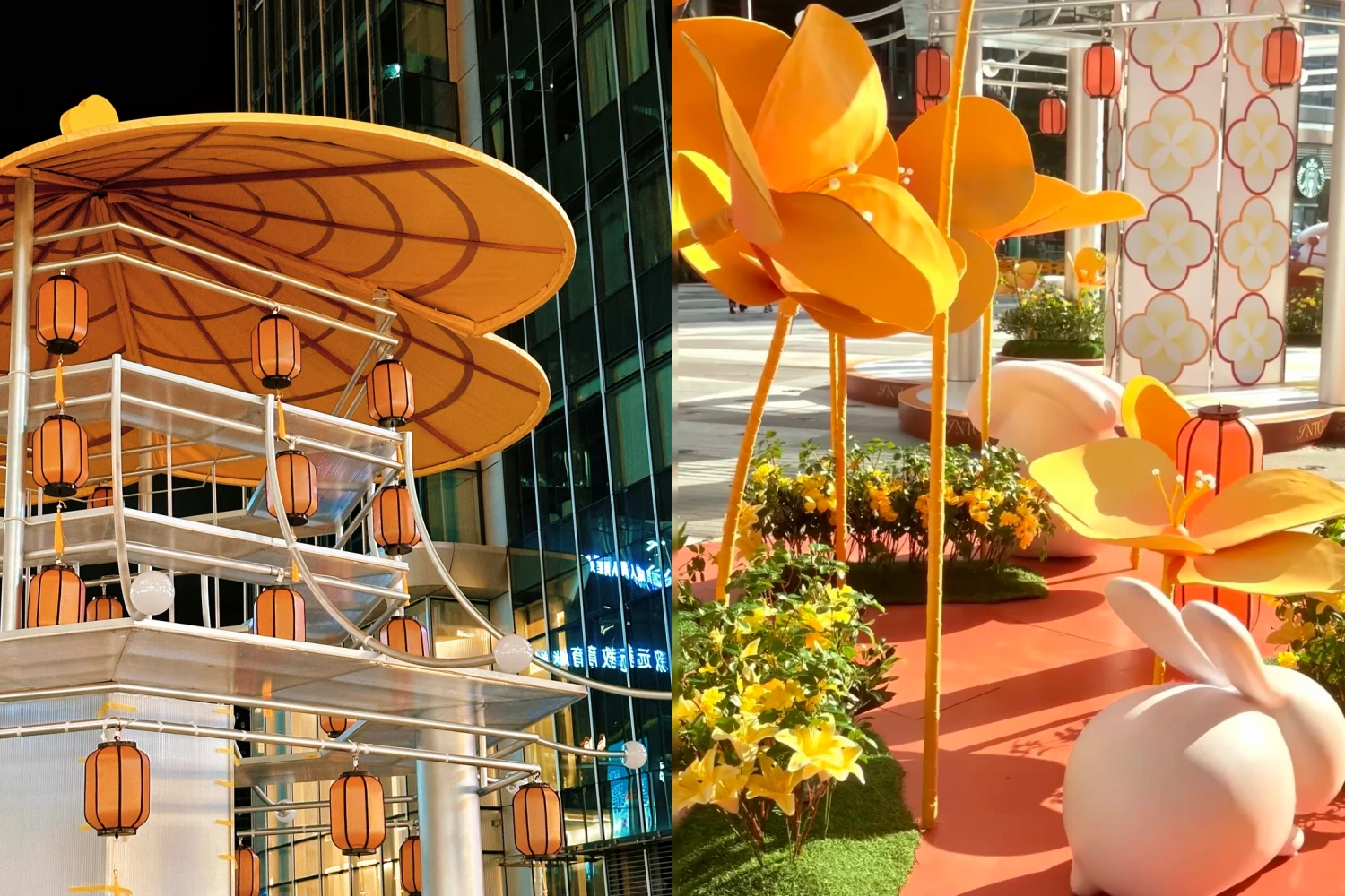 Yanlord shopping mall custom Mid-Autumn Festival art installation overview, featuring immersive Chinese-style lantern displays and osmanthus-themed decorations, custom fabricated by professional art decoration factory-10
