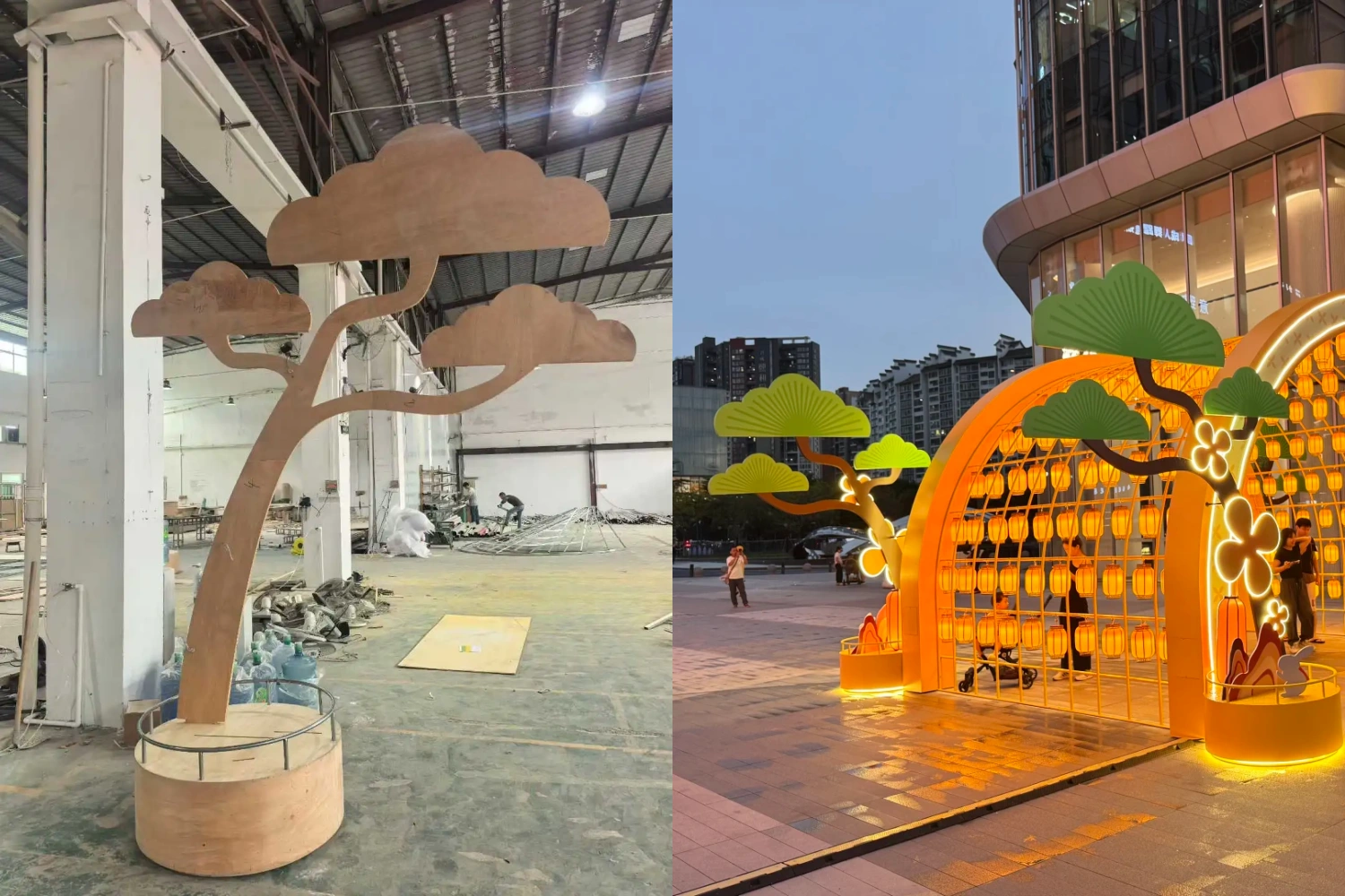 Yanlord shopping mall custom Mid-Autumn Festival art installation overview, featuring immersive Chinese-style lantern displays and osmanthus-themed decorations, custom fabricated by professional art decoration factory-05