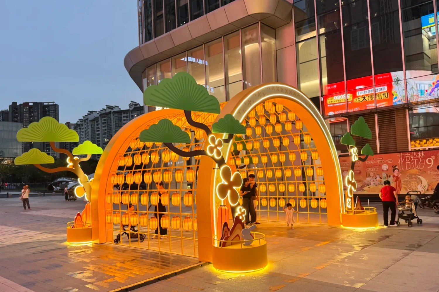 Yanlord shopping mall custom Mid-Autumn Festival art installation overview, featuring immersive Chinese-style lantern displays and osmanthus-themed decorations, custom fabricated by professional art decoration factory-07