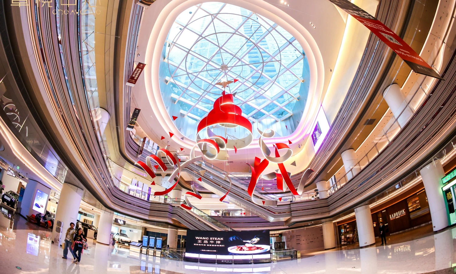 Whole real scene of giant gift box Christmas decoration in Excellence Mall atrium, large Christmas installation finished by original art factory-03
