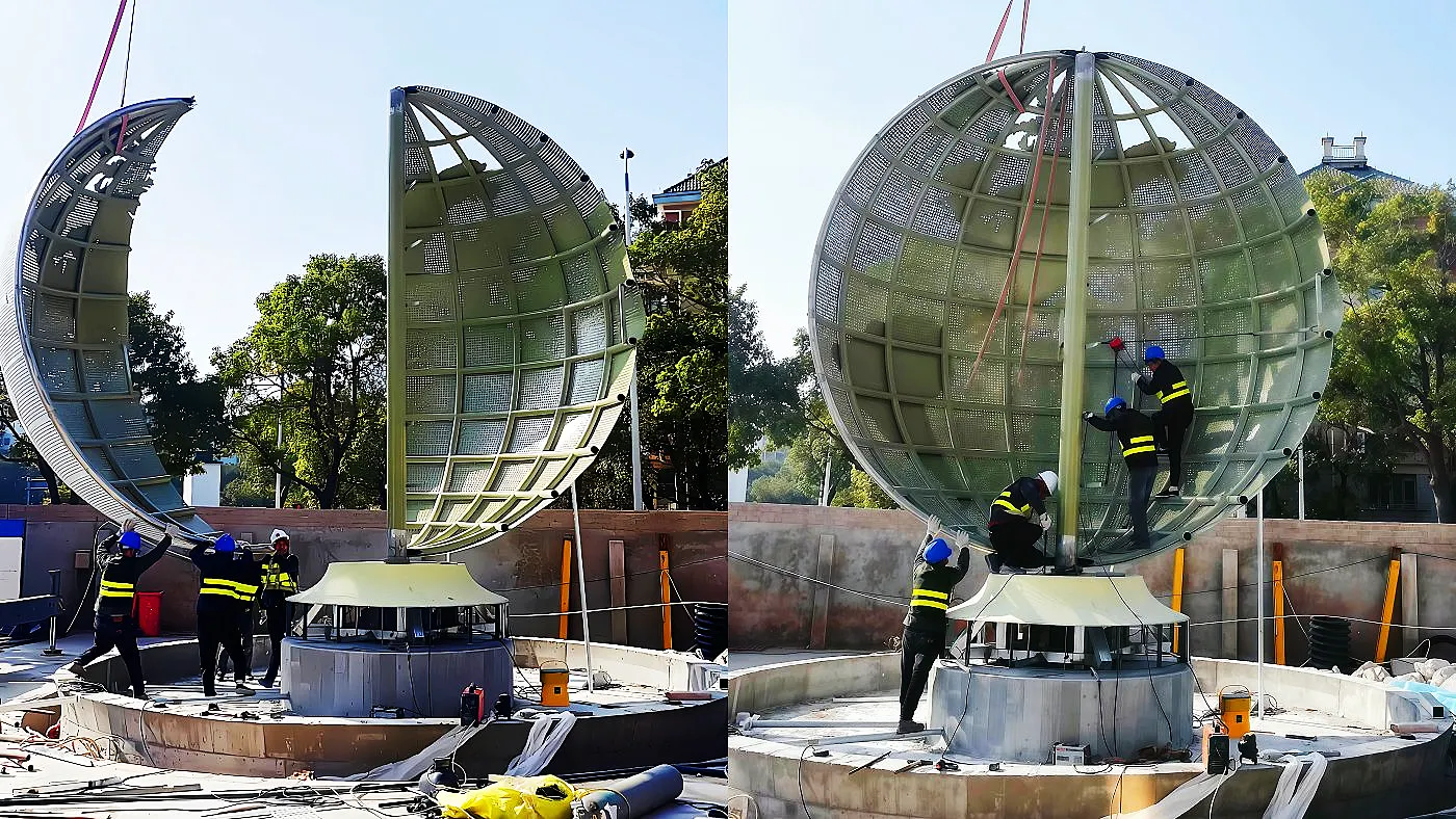 Freeform surface metal fabrication with CNC cutting, forming, and on-site welding