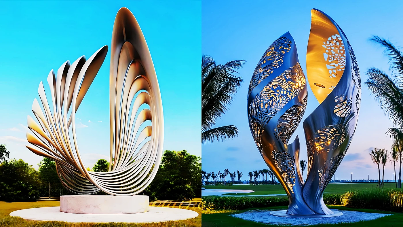 Large irregular outdoor public art installation designed for structural stability